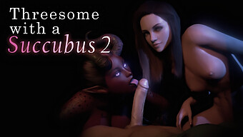 Een Geile Succubus Geniet Van Een Trio Met Een Stel In Deze Geanimeerde Video